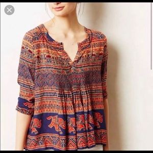 Anthro Vanessa Virgina Elephant Top